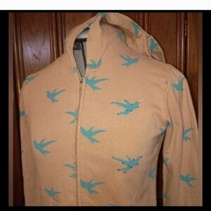 Rare PRIMP Y2K hoodie with Rhinestone and Teal Bird Print